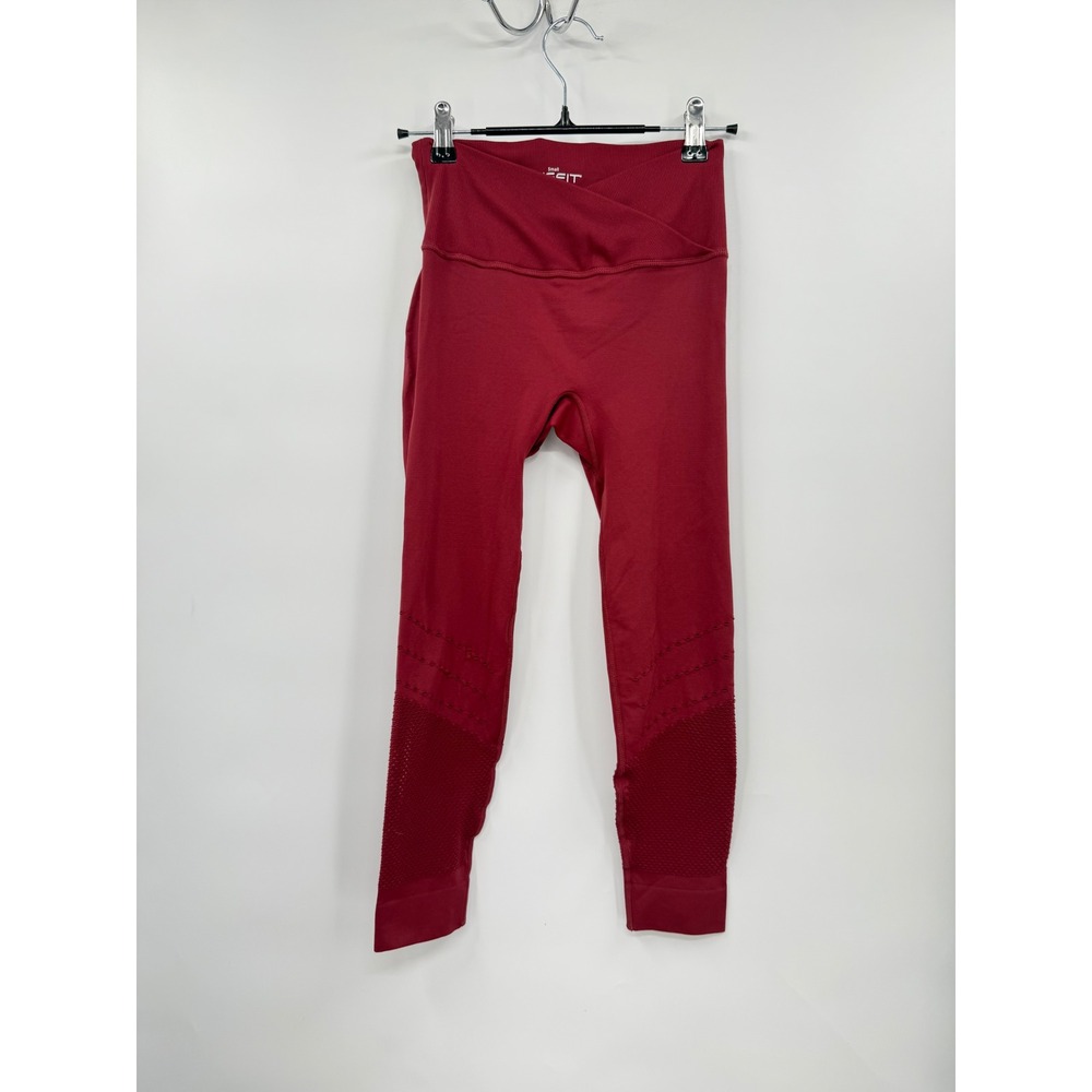 SHEFIT Womens Boss Leggings in Red‎ Maroon Crossover Waist Athletic Small